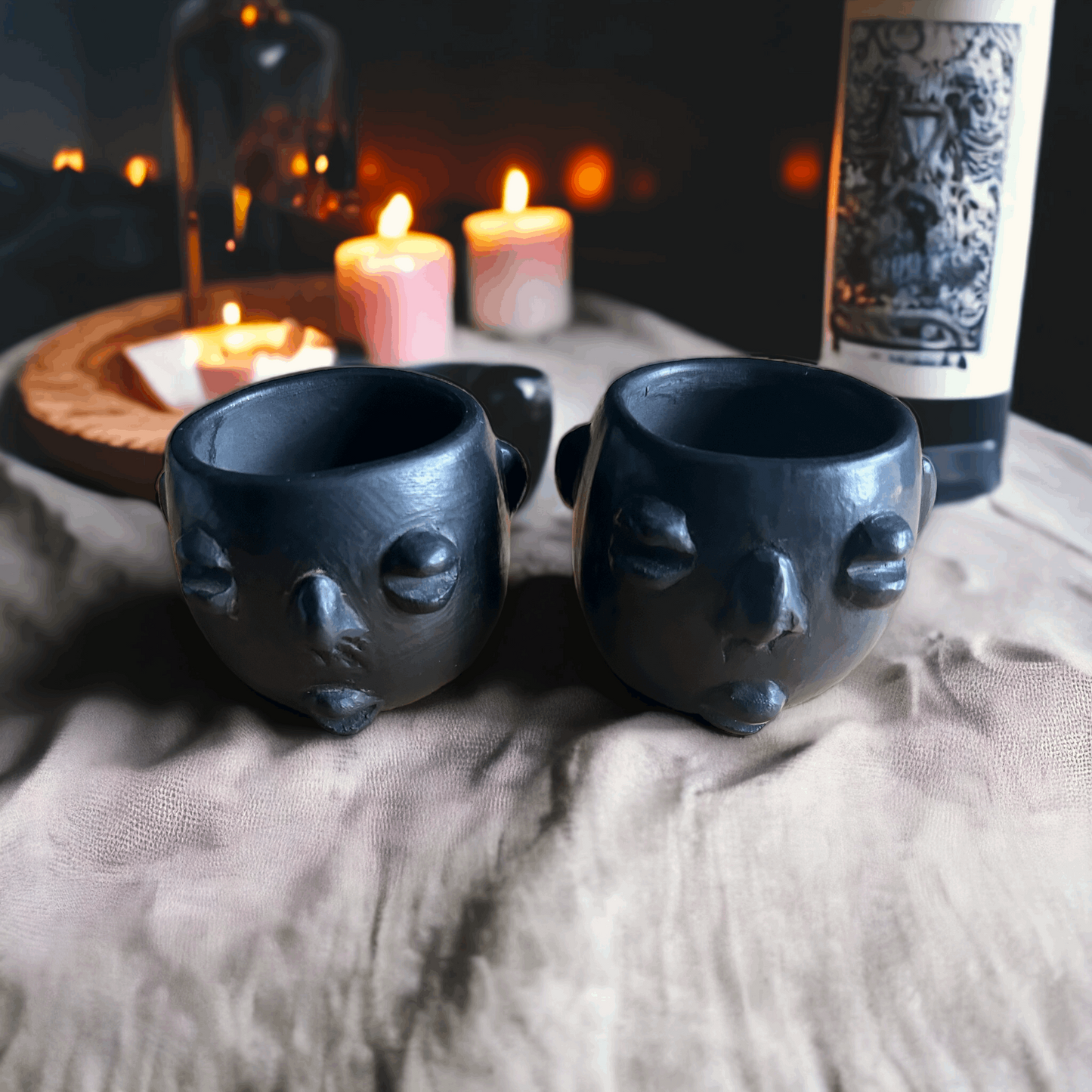 stylish Mezcalero Mixteco made of barro negro from Oaxaca Mexico. traditional sophistication