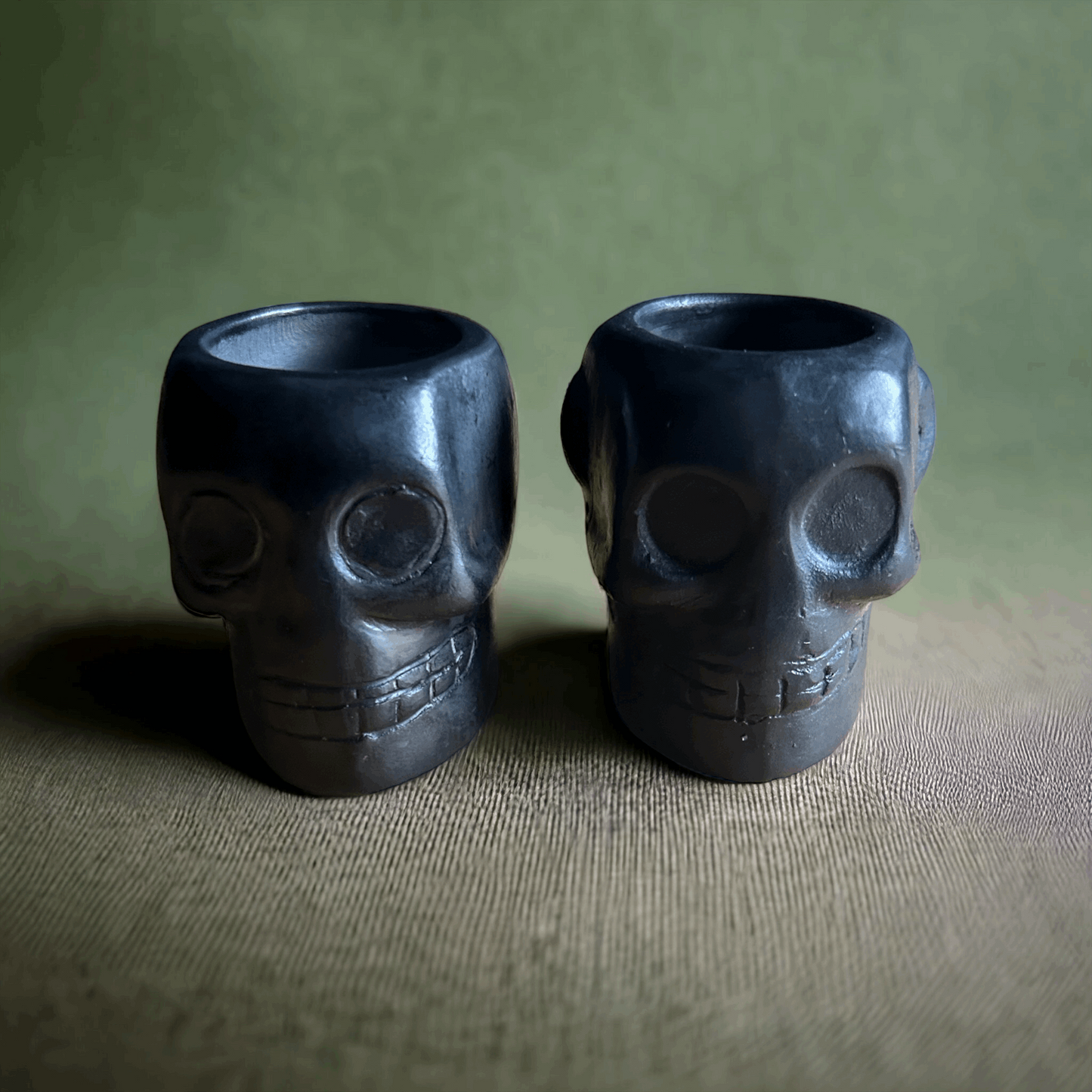 Calavera Shots for Tequila or Mezcal Barro Negro embodying the essence of barro negro from Oaxaca Mexico