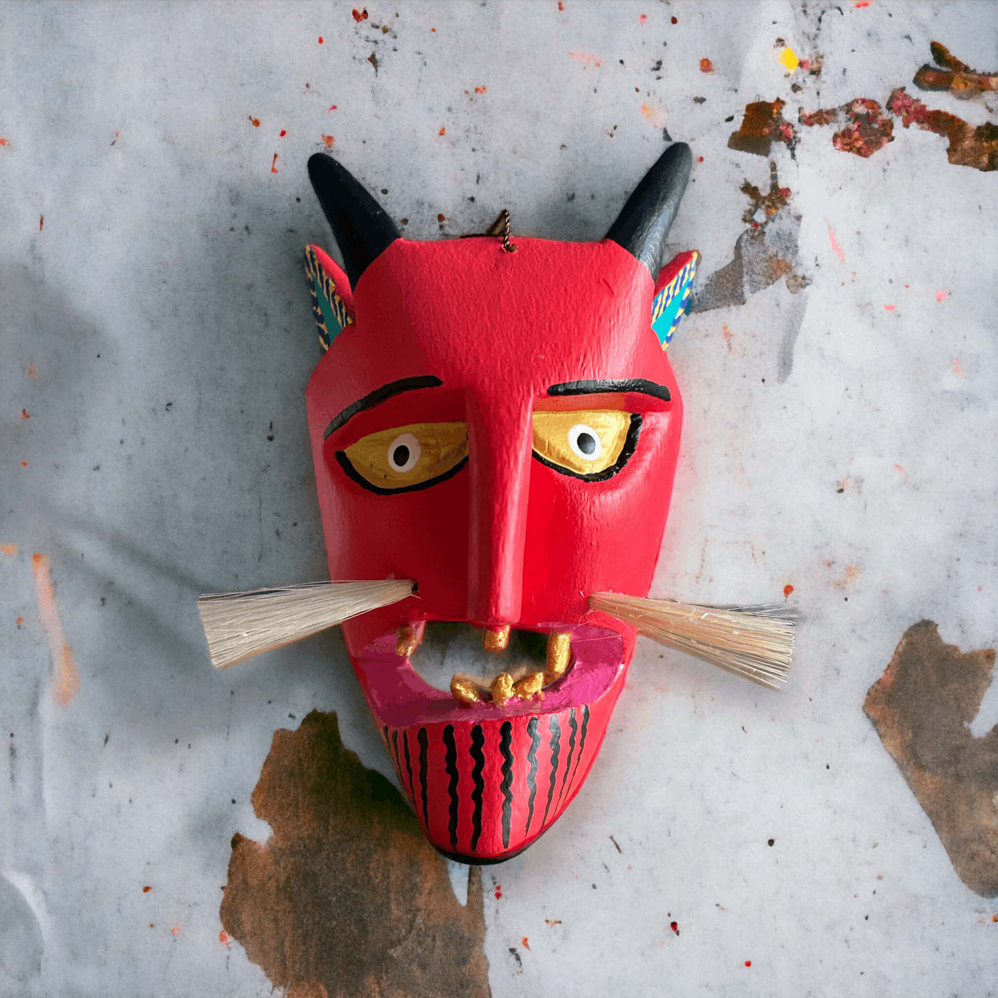 Exclusive El Diablo hand carved Mask alebrije from Oaxaca Mexico, folk art