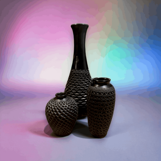 Handcrafted Barro Negro Vases (3 piece set)