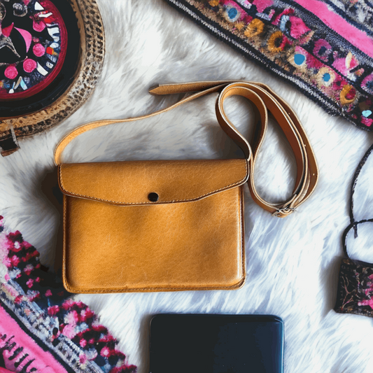 A sophisticated Stylish Handmade Tan Leather Crossbody Bag, timeless charm and redefined luxury